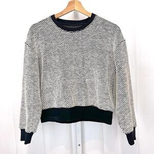Marine Layer Birdseye Black & White Crewneck Sweater, Medium